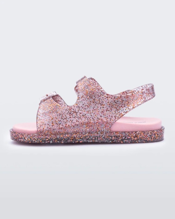Mini Melissa Wide Sandal-Baby Pink Glitter