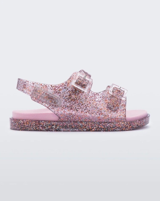 Mini Melissa Wide Sandal-Baby Pink Glitter